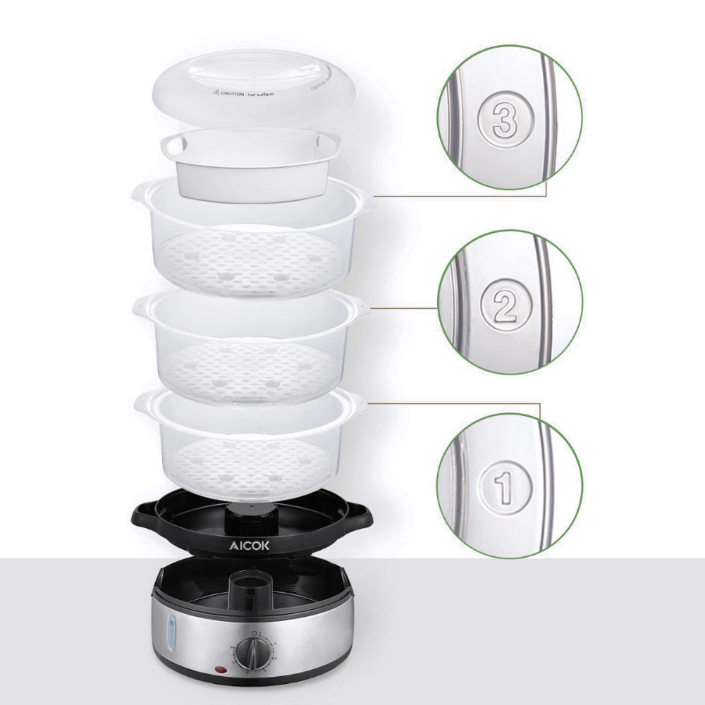 Vaporera Electrica 3 Niveles Apilables Ve4401 Aicok