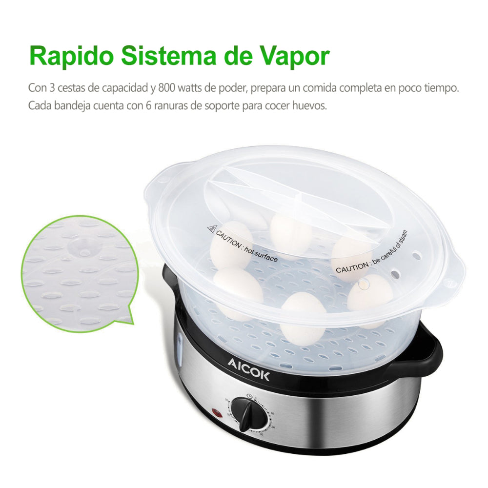 Vaporera Electrica 3 Niveles Apilables Ve4401 Aicok
