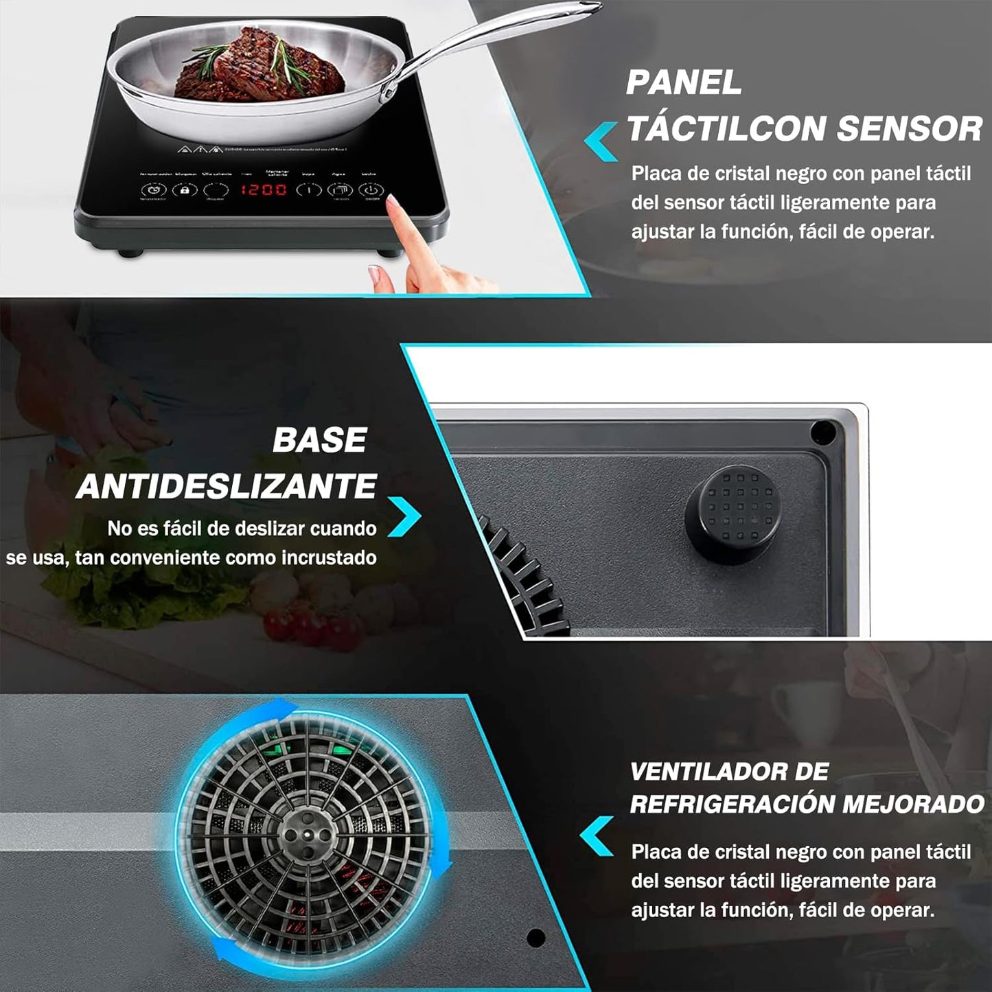 Parrilla de Inducción Eléctrica Sangkee Táctil inteligente 1200 W K100019