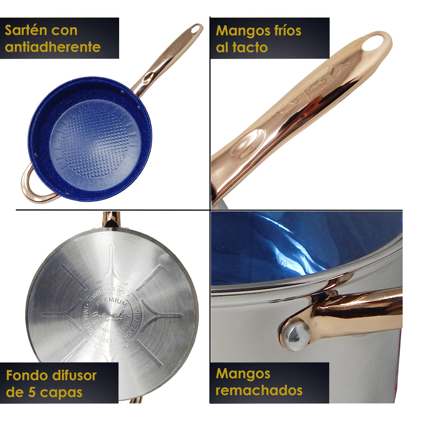 Bateria de Cocina Siberia Acero Inoxidable 12 Pz Aquila