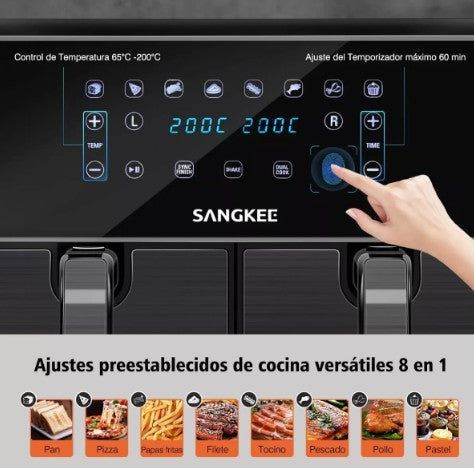 Freidora De Aire Con Doble Cesta 8 En 1 Sangkee K100064