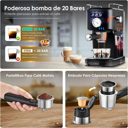 Máquina De Espresso y Capuchino Sangkee  20 Bares K10148