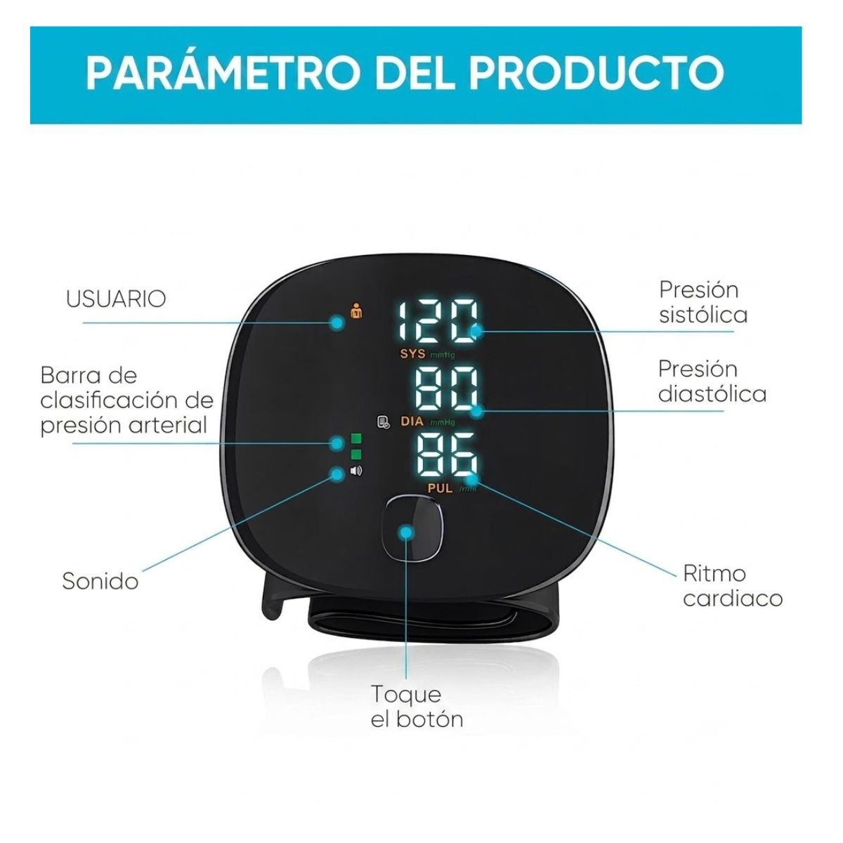 Baumanómetro Medidor De Presión Arterial Usb Pantalla LCD Negro ET020