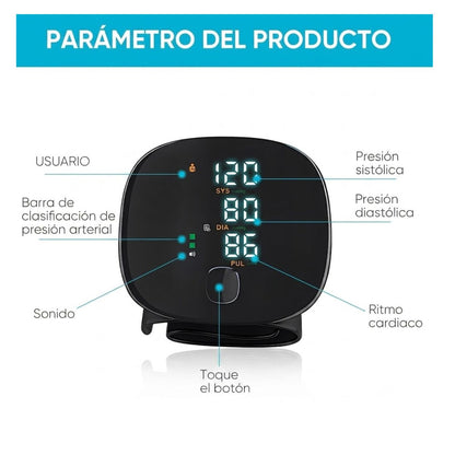 Baumanómetro Medidor De Presión Arterial Usb Pantalla LCD Negro ET020