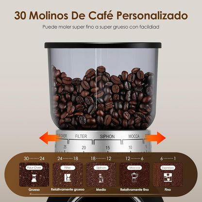 Molino de Café Eléctrico Sangkee  30 Ajustes de Acero Inoxidable para Espresso K10166