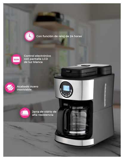 Cafetera Digital 12 Tz Con  Molino De Café  Integrado  Pink Garlic CDMC12T