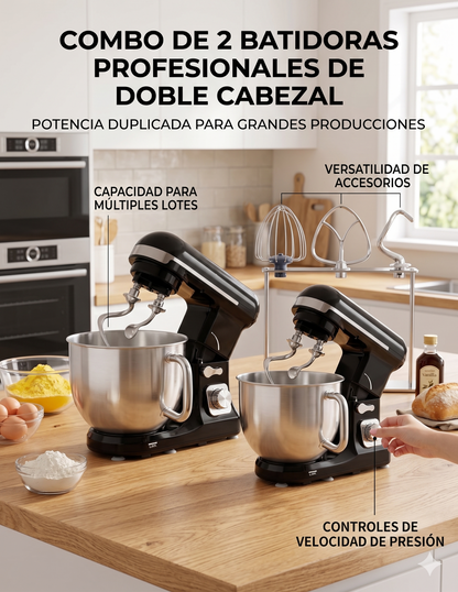 Kit 2 Batidoras Planetarias de Pedestal Doble Brazo