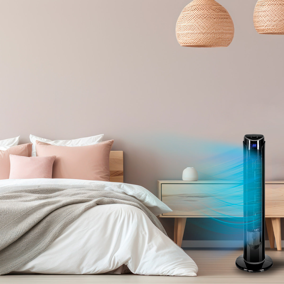 Ventilador WiFI de Torre Inteligente Smart Digital 33" Blue Fan