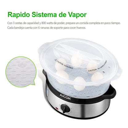 Vaporera Electrica 3 Niveles Apilables Ve4401 Aicok