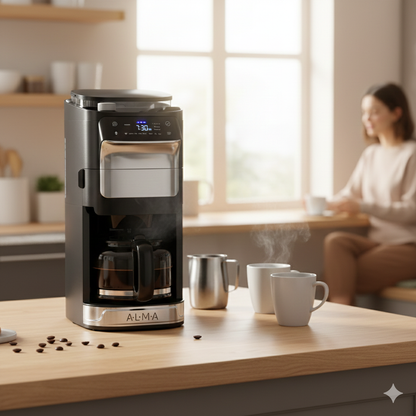 Cafetera  Digital  de  Goteo con Molino de Café Integrado 2 Jarras ALMA