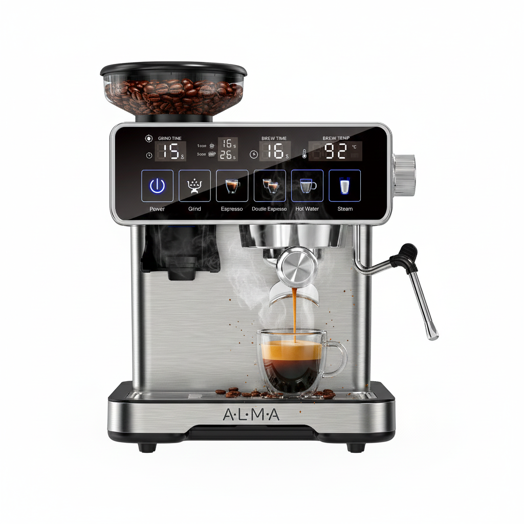 Cafetera Profesional con Molino de Cafè y Deposito de Leche ALMA