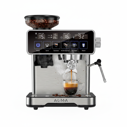 Cafetera Profesional con Molino de Cafè y Deposito de Leche ALMA