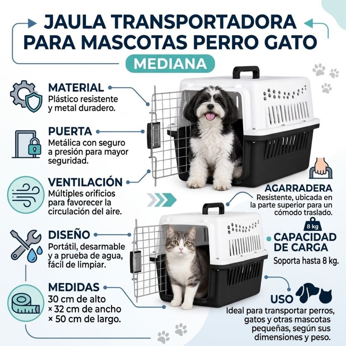 Jaula Transportadora Mascota Mediana Perro Gato Viaje Blick