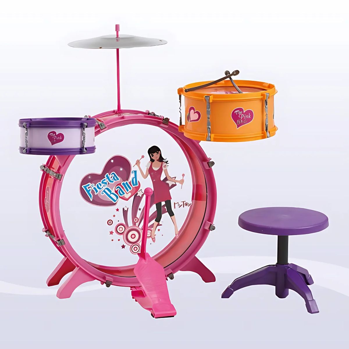 Bateria Infantil Fiesta Band Mytoy Rosa 5701