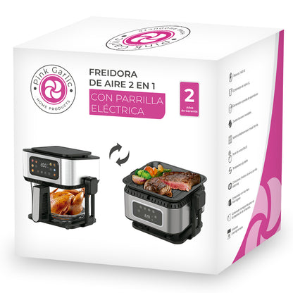 Freidora De Aire 2 En 1 Con Parrilla Eléctrica Pink Garlic AFPE25