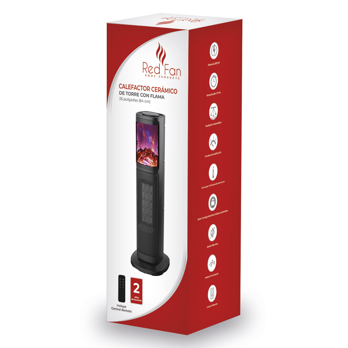 Calefactor De Torre Ceramico  24 "Con Flama Red Fan CFMA25