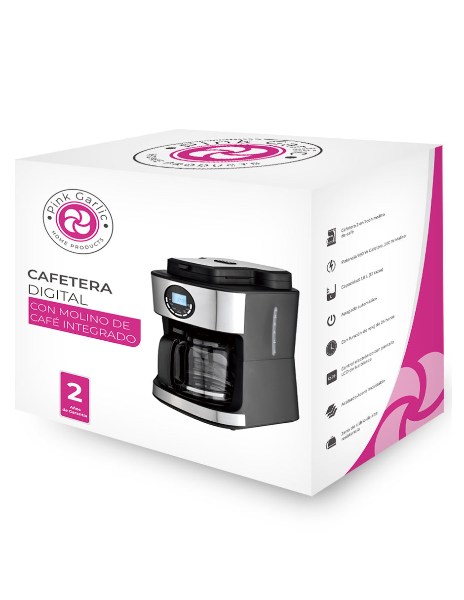 Cafetera Digital 12 Tz Con  Molino De Café  Integrado  Pink Garlic CDMC12T