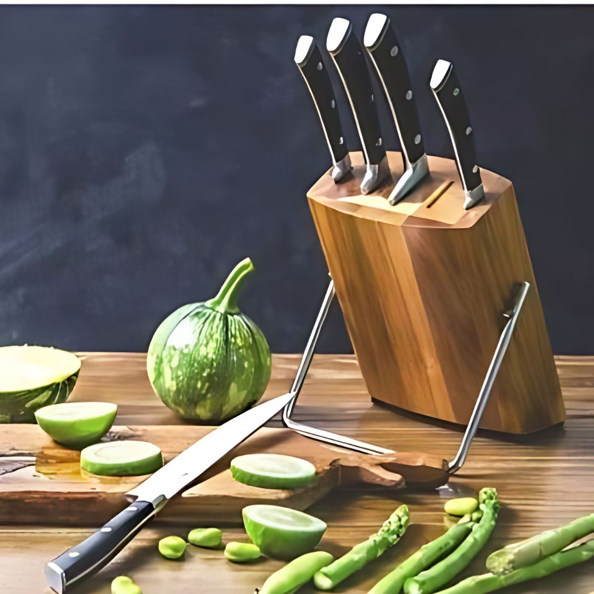 Set De Cuchillos En Bloque Acero Inox Aicok Kf-F8004-6