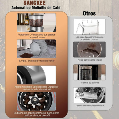 Molino de Café Eléctrico Sangkee  30 Ajustes de Acero Inoxidable para Espresso K10166