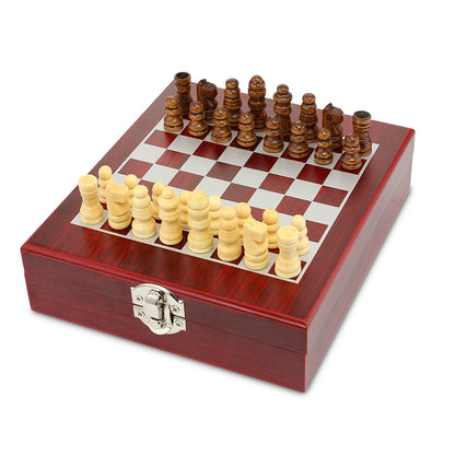 Set Para Vino Con Tablero Ajedrez De Madera Aquila