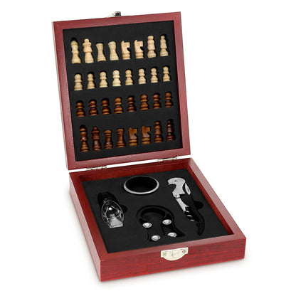 Set Para Vino Con Tablero Ajedrez De Madera Aquila