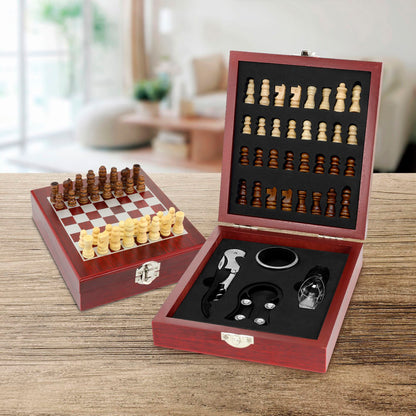 Set Para Vino Con Tablero Ajedrez De Madera Aquila