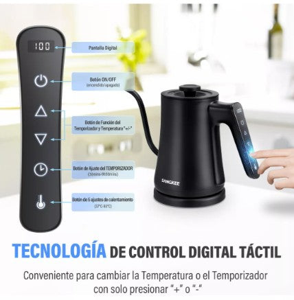 Tetera Electrica Acero Inoxidable Cuello Cisne Sangkee K10182