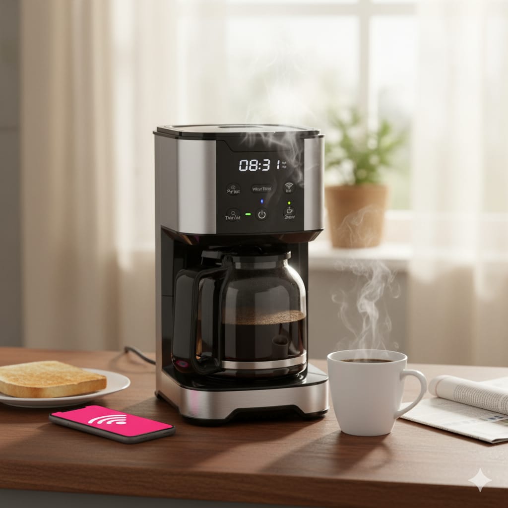 Cafetera Wifi Inteligente Smart Digital 12 Tazas Pink Garlic