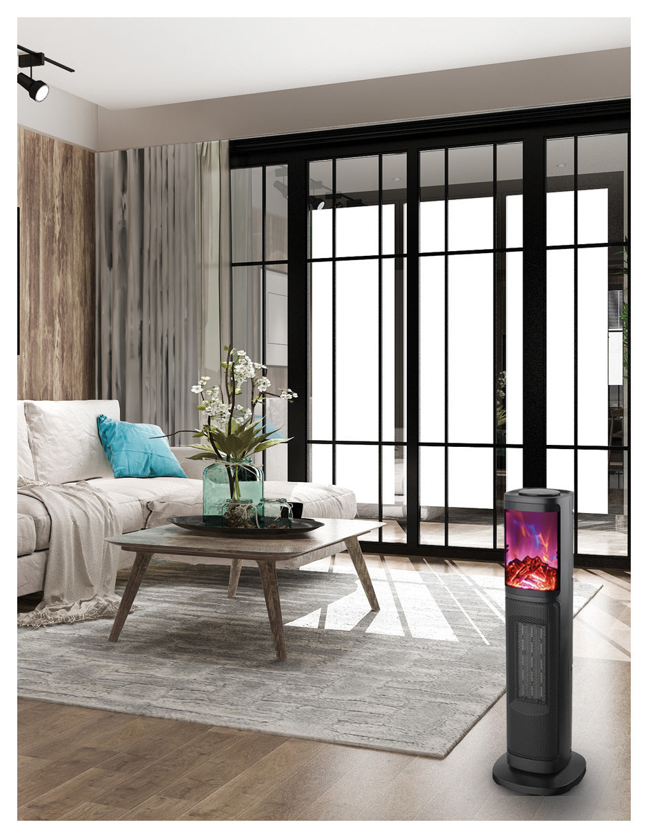 Combo De 2 Calefactores De Torre Ceramico Con Flama Red Fan Negro