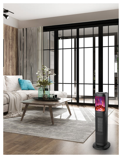 Combo De 2 Calefactores De Torre Ceramico Con Flama Red Fan Negro